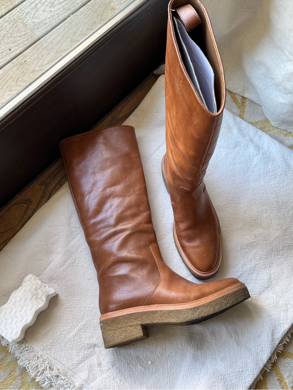 Hold!! Loeffler Randall Tall Leather Riding Boots in Cognac Brown